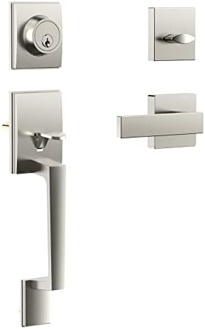 Adjustable Front Door Entry Door Lock Handle Set Modern Satin Nickel
