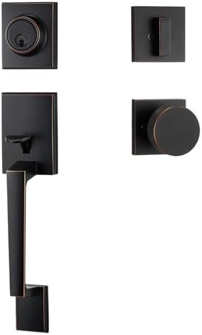 Oil-Rubbed-Bronze Front Door Handle Set with 3 Keys