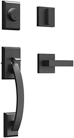 GUA OYH Matte Black Front Door Handle Set