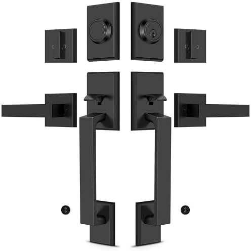 Moquin Double Front Door Lock Set Matte Black Heavy Duty