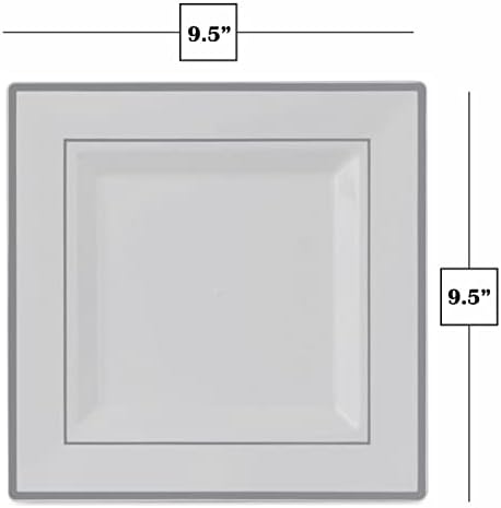 party plates disposable white with silver rim