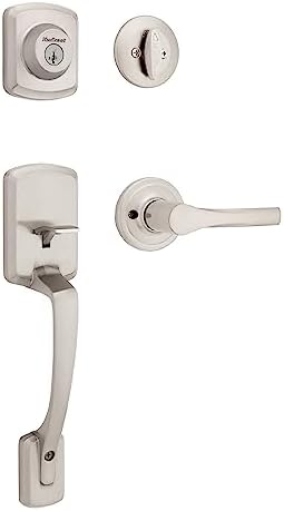 Kwikset Front Door Security System Brass Satin Nickel Includes Deadbolt Handles Keys