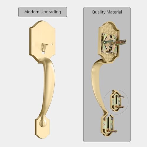 Haidms Gold Double Door Handle Set with Deadbolt