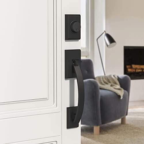 GUA OYH Matte Black Front Door Handle Set