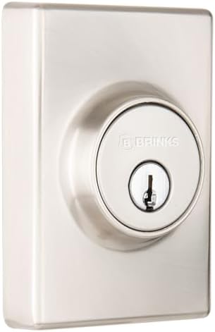 BRINKS Keyed Entry Door Handleset with Deadbolt Satin Nickel Modern Design
