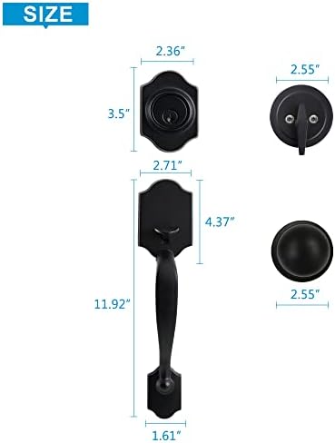 Security Front Door Handle Set with Matte Black Finish