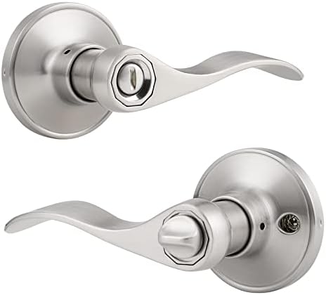 Knobonly 2-Piece Door Lever Handle Set Satin Nickel Finish
