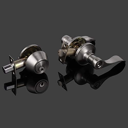 Probrico 4-Piece Satin Nickel Entry Lever Deadbolt Set