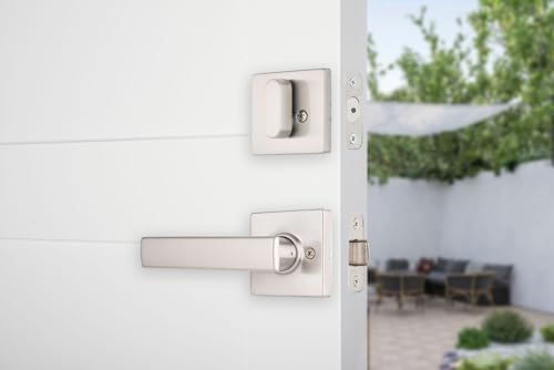 BRINKS Keyed Entry Door Handleset with Deadbolt Satin Nickel Modern Design