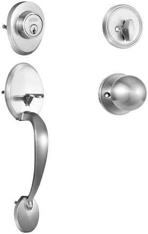Adjustable SATIN Nickel Front Door Lock Set Durable Installable