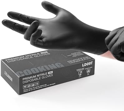 LANON Food Safe Disposable Nitrile Gloves Latex-Free Powder-Free Large Black