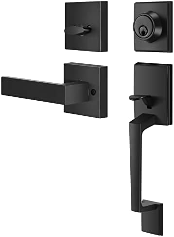 Voxmude Front Door Handle Set with Reversible Lever and Keyed Deadbolt