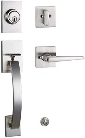 TMC Modish Front Door Entry Handleset with Satin Nickel Finish and Deadbolt