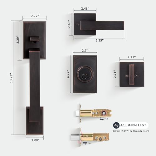 Gaurqiah Front Door Handle Set Oil Rubbed Bronze
