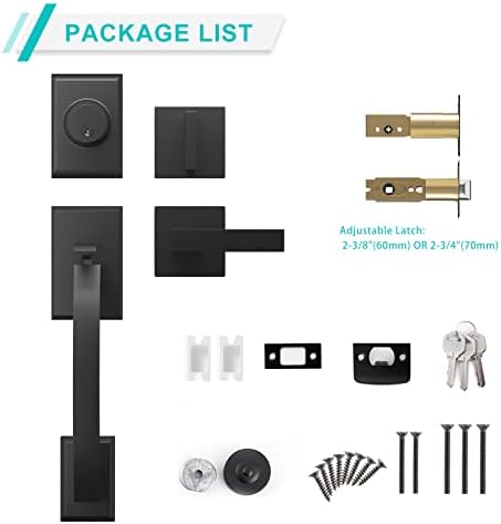 GUA OYH Matte Black Front Door Handle Set