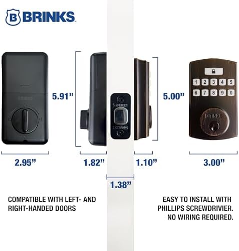 Brinks Smart Door Lock with Fingerprint Keypad Tuscan Bronze