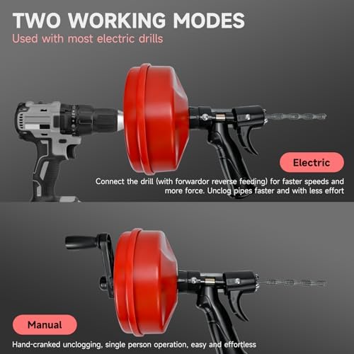 33ft Pro-Grade Dual-Mode Drain Auger