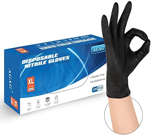 AGAG Nitrile Gloves Experience Black Cooking Gloves 100PCs 5mil Ultra Strong Cleaning Gloves