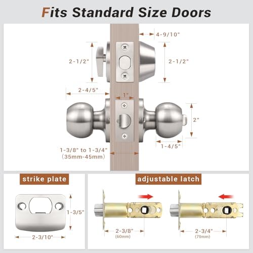 Satin Nickel Door Knob Set with Keyed Alike Deadbolt 2 Pack