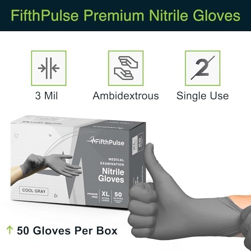 FifthPulse Cool Gray Nitrile Gloves