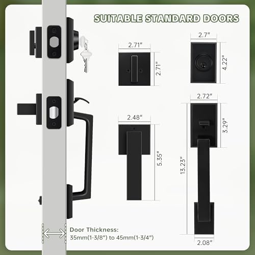 Moquin Double Front Door Lock Set Matte Black Heavy Duty