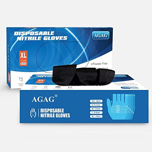 AGAG Nitrile Gloves Experience Black Cooking Gloves 100PCs 5mil Ultra Strong Cleaning Gloves