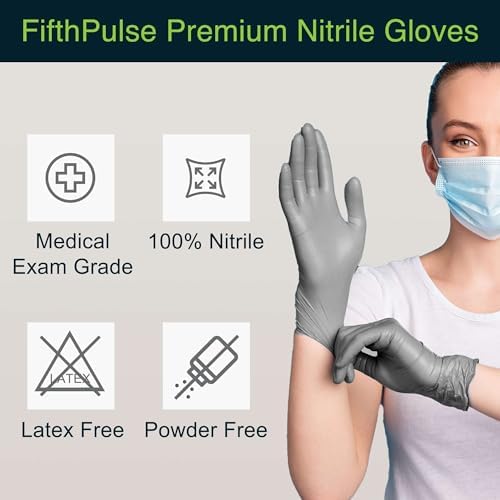 FifthPulse Cool Gray Nitrile Gloves
