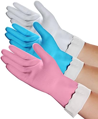 Reusable Non-Latex Gloves for Kitchen Cleaning Waterproof with Soft Cotton Liner