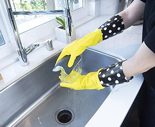Evriholder Reusable Latex Gloves 3 Pairs Yellow Dishwashing Cleaning High-Quality