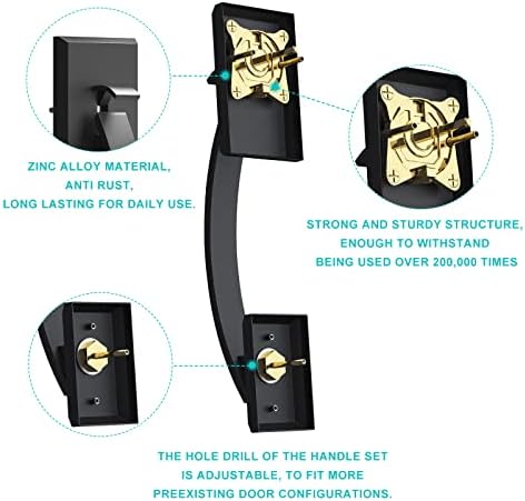 GUA OYH Matte Black Front Door Handle Set