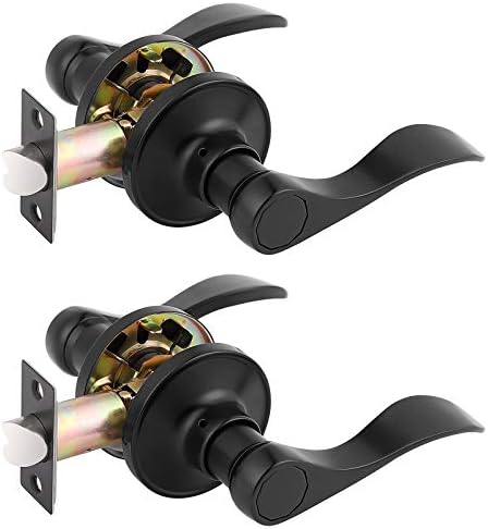 Gobrico 2-Pk Matte Black Door Lever Passage Door Handle