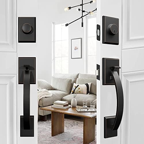 Double Door Handle Set Front Door Lock with Dummy