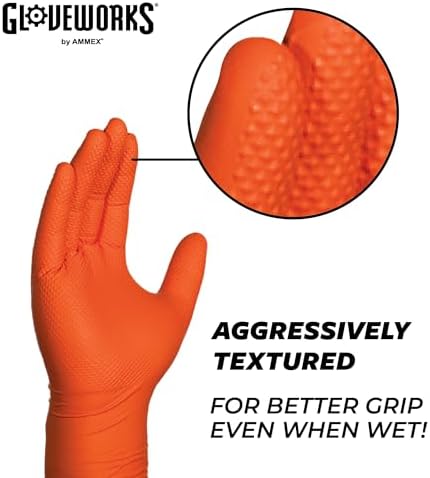 HD Orange Nitrile Gloves for Mechanics straight to your door