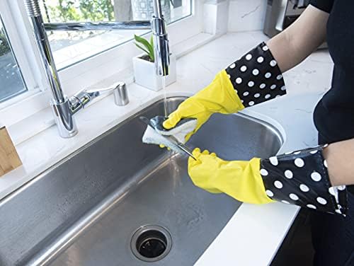 Evriholder Reusable Latex Gloves 3 Pairs Yellow Dishwashing Cleaning High-Quality