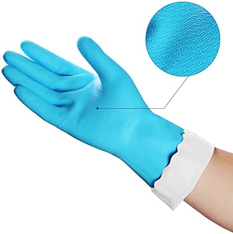 Reusable Non-Latex Gloves for Kitchen Cleaning Waterproof with Soft Cotton Liner