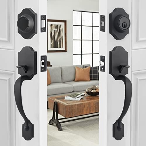 Natsukage Matte Black Double Door Handle Set 1