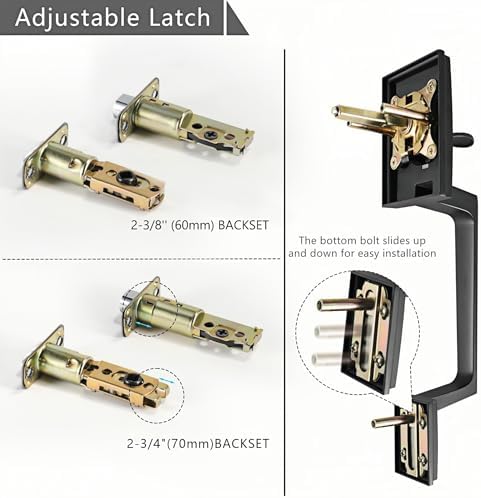 Voxmude Front Door Handle Set with Reversible Lever and Keyed Deadbolt