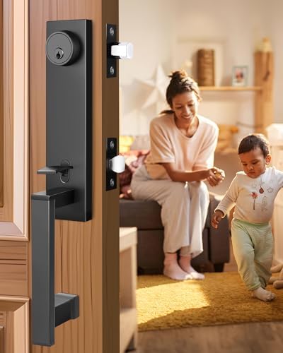 Modern Black Door Lock Set