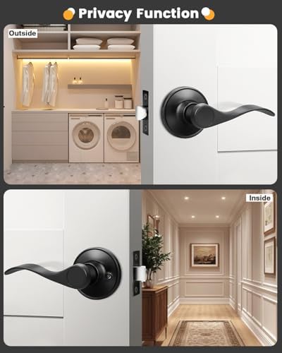 Gobrico 2-Pk Matte Black Door Lever Passage Door Handle