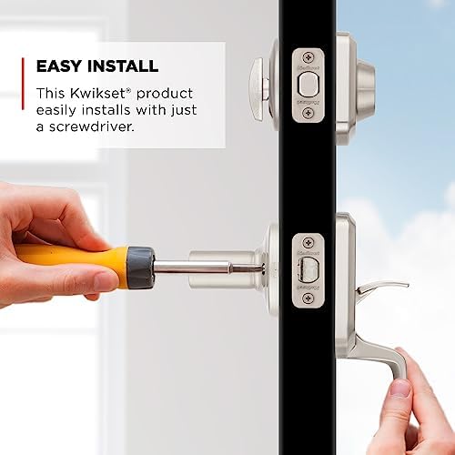 Kwikset Front Door Security System Brass Satin Nickel Includes Deadbolt Handles Keys