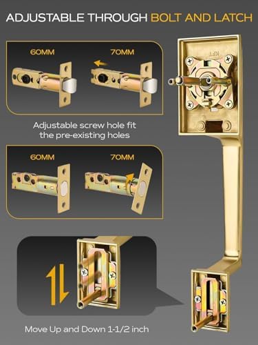 EHOMEWARE Gold Front Door Handle Set