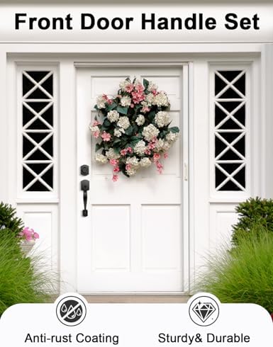 Tinewa Matte Black Front Door Handleset with Reversible Lever