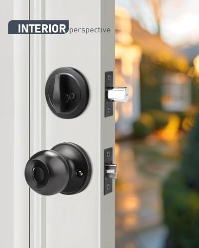 Brotima 3 Pack Matte Black Door Lockset and Deadbolt Set