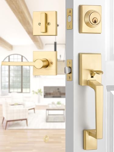 EHOMEWARE Gold Front Door Handle Set