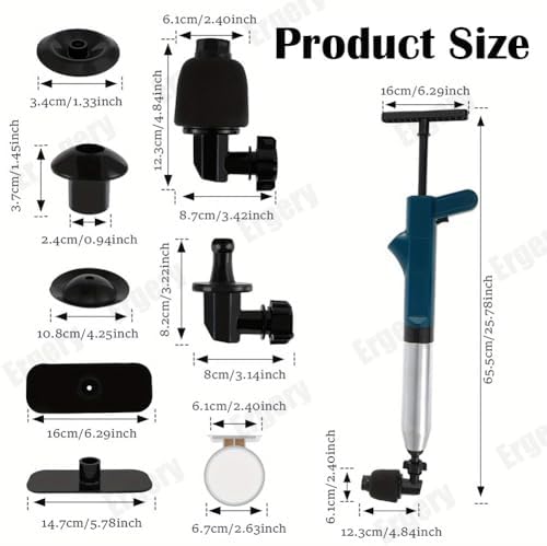 Ergery Pneumatic Floor Drain Unclogging Tool