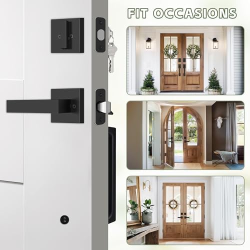 Moquin Double Front Door Lock Set Matte Black Heavy Duty