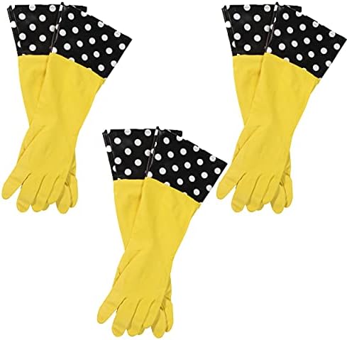 Evriholder Reusable Latex Gloves 3 Pairs Yellow Dishwashing Cleaning High-Quality