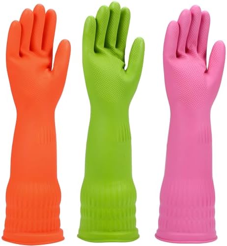 Durable Rubber Dishwashing Gloves for Kitchen Household Use