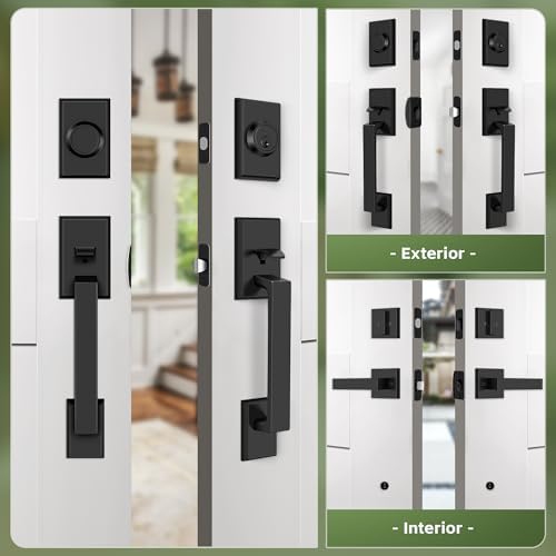 Moquin Double Front Door Lock Set Matte Black Heavy Duty