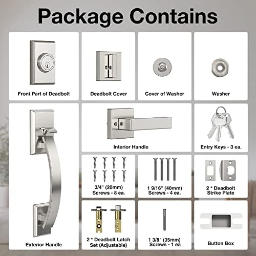 entre door lock set Sliver front door handle and deadbolt set